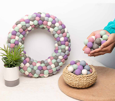 spring wool felt balls wreath